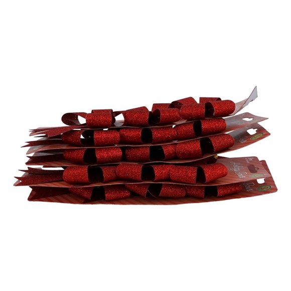 Santas Studio 3 Piece Holiday Bows Set Of 5 Packs Red Glitter Christmas New - Picture 5 of 7